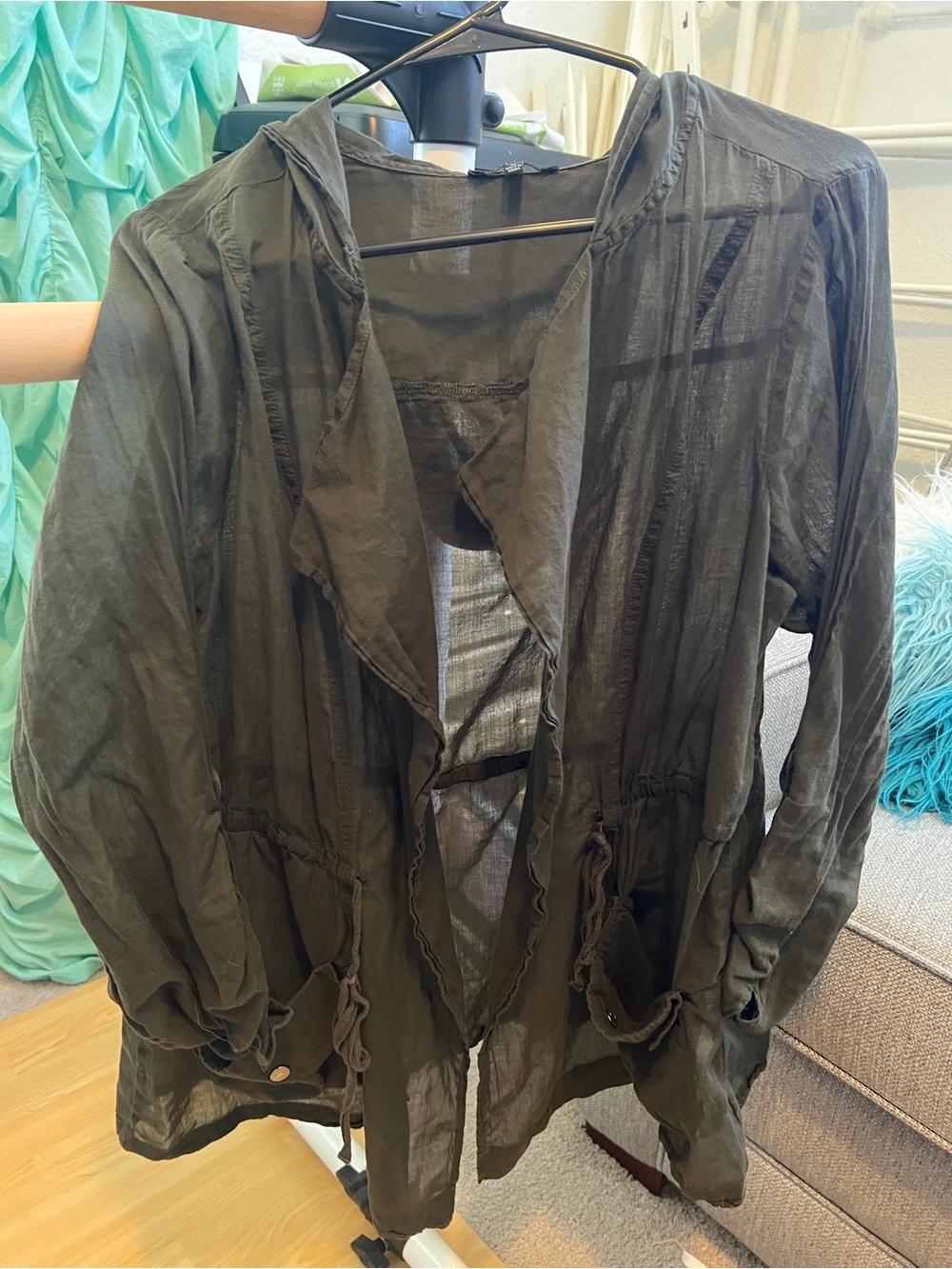 torrid Olive Green Drawstring Hooded Utility Jacket
